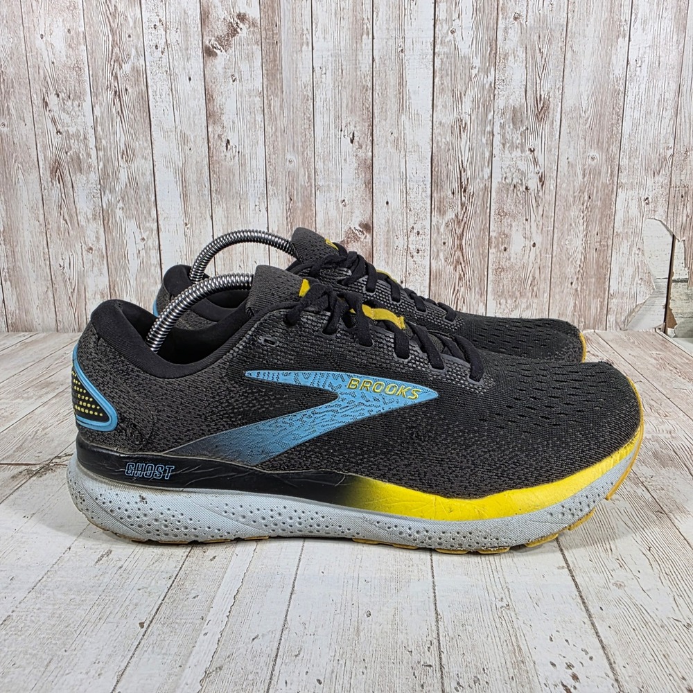 Brooks Ghost 16 Mens Running Shoes Black Blue Yellow 1104181D029 Size 10.5